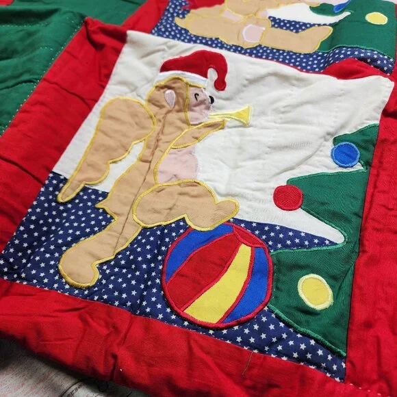Hand Quilted Holiday Throw Playful Bears 50x60 American Pacific